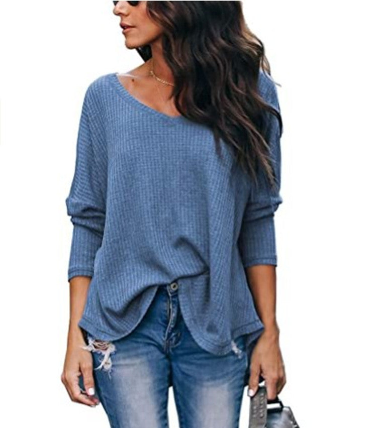 Women's Autumn Loose-fitting Lightweight Thin Large V-neck