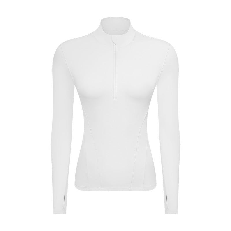 Double-sided Nylon Half Zipped Stand Collar Yoga Jacket